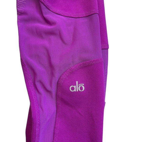 Alo Women’s 29” Full Length Leggings Bright Purple Mesh Waist Is 13” - Picture 3 of 5